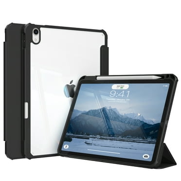 BQDIYOO Case for iPad Air 11 Inch 2025 M3/2024 M2, for iPad Air 5th / 4th Generation 2022/2020 10.9 Inch, Transparent Back Shell Soft Protective Case with Pencil Holder, Auto Sleep/Wake, Black
