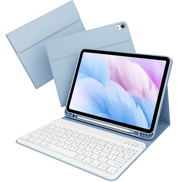 BQDIYOO Keyboard Case for iPad Air 11 Inch (2025 M3/2024 M2, 7th/6th Gen), for iPad Air 5th /4th Generation 10.9 Inch 2022/2020, Soft TPU Cover, Magnetic Detachable Bluetooth Keyboard, Blue