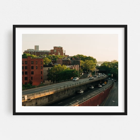 The BQE 02 - Brooklyn New York Photography Cityscape Street Photography Architecture Bridge Travel Poster Skyline Black Framed Wall Art Print 5 x 7 inches