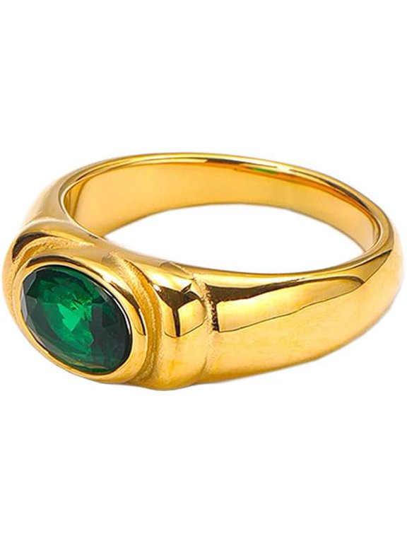 Women's Stainless Steel Classic Oval Stone Signet Ring, Party Concert Everyday Style