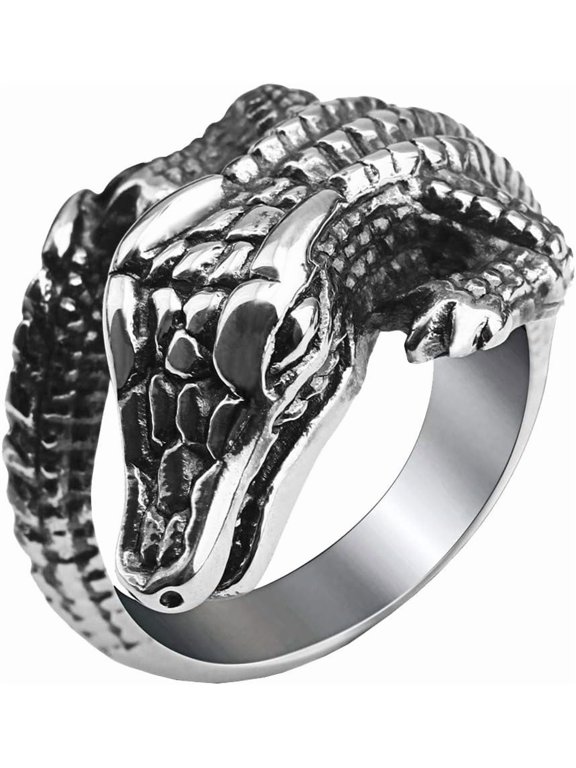Men's Creative Domineering Crocodile Shape Ring, Stainless Steel Gothic Punk Style