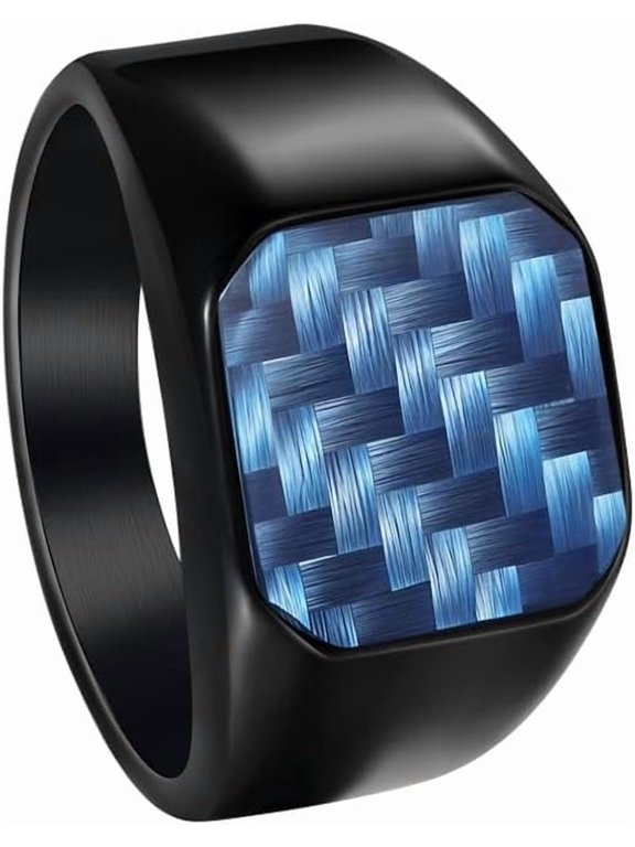 Men's Inlaid Square Checkered Signet Ring, Party Concert Everyday Style