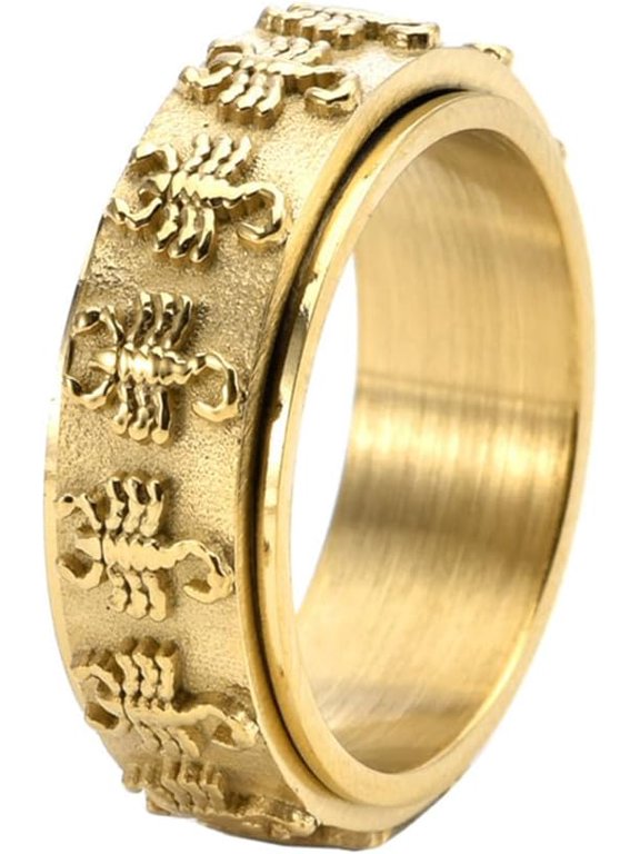 Men's Stainless Steel Gothic Rotatable Scorpion Animal Ring, Vintage Personalized Punk Style Band