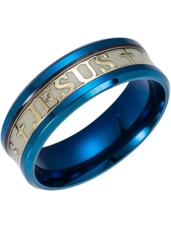 Stainless Steel Jesus Cross Ring, Luminous Effect Ring, Party Concert Everyday Style