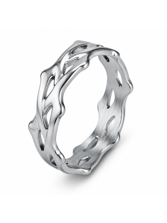 Unisex Continuous Crown of Thorns Band Ring in Stainless Steel, 7-13, with Continuous Thorn Crown for Faith Occasions, Daily Wear, and Holiday Gifts