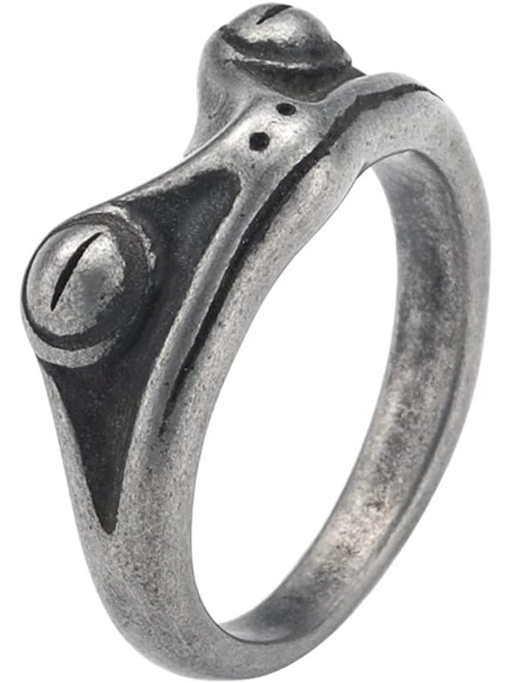 Unisex Cute Frog Stainless Steel Ring, Personality Trendy Animal Statement Band, Polished Classic Punk Rings for Men Women