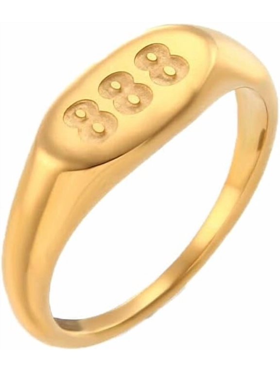 Unisex Oval Digital Gold Tone Ring, Stainless Steel Personalized Simple Trendy Date Ring