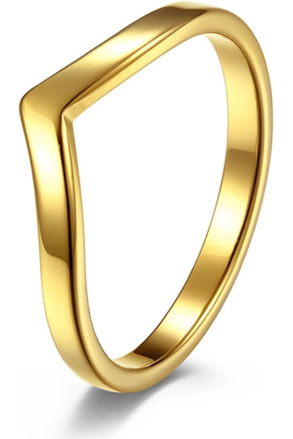 Women's Stackable Chevron Stainless Steel Rings, Gold Silver Tones Plain & Stone Styles Ring