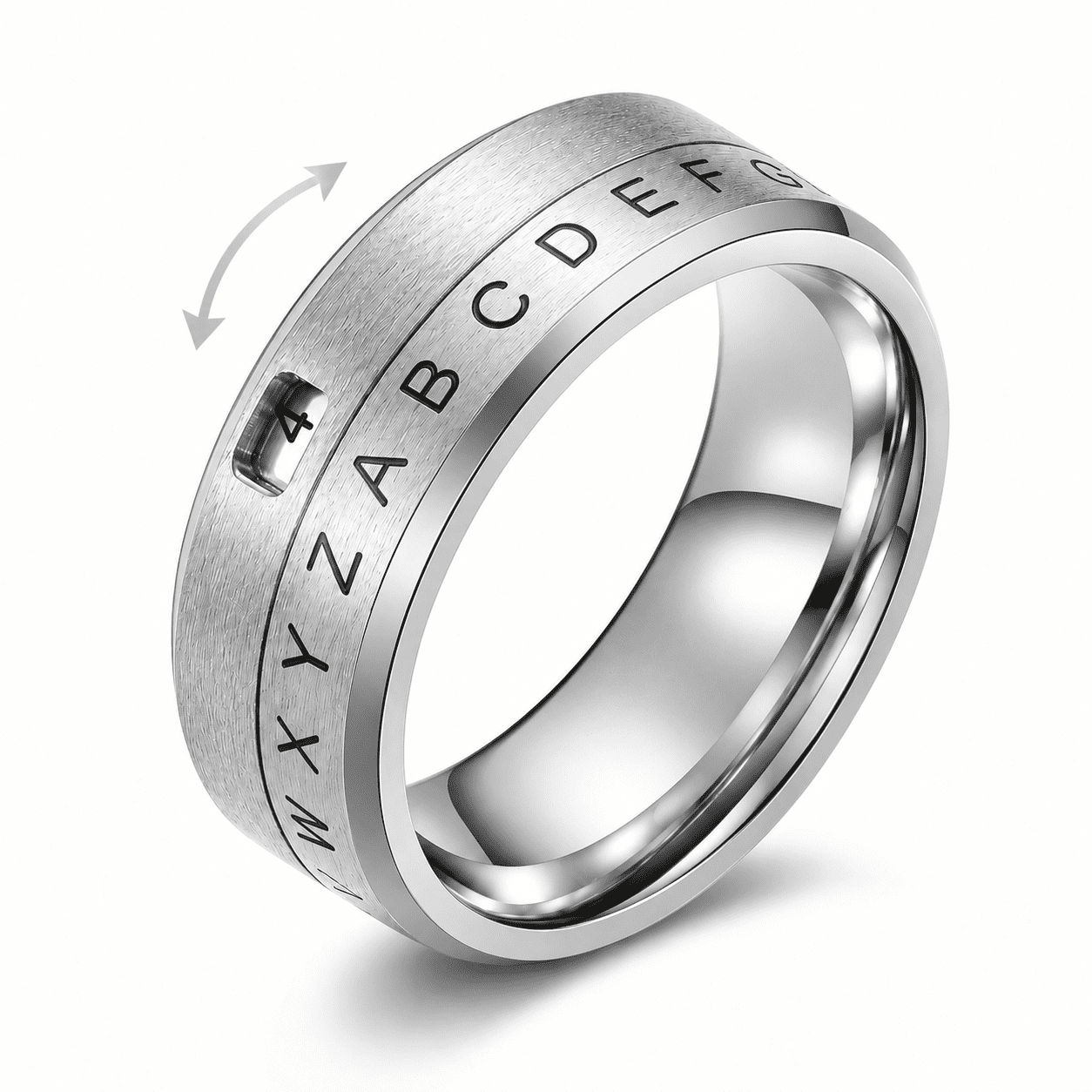 BQH Men's Alphabet Number Spinner Ring 8mm Rotating Fidget Band US 7-12 ...