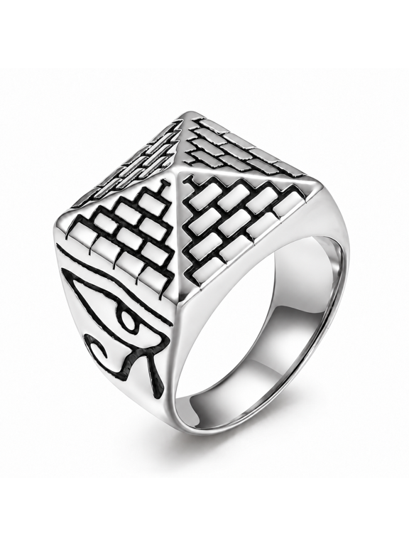 Men's Egyptian Pyramid Eye of Horus Signet Ring US 8-13
