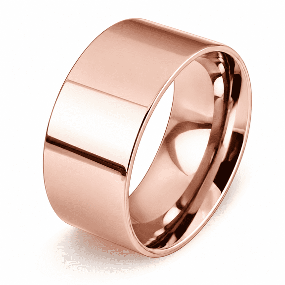 BQH Mens 10mm Wide Plain Band Ring, Stainless Steel Comfort Fit Ring