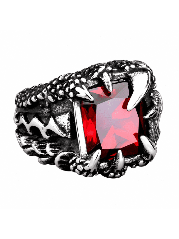 Stainless Steel Dragon Claw Ring Gothic Biker Statement for Men, 6-17