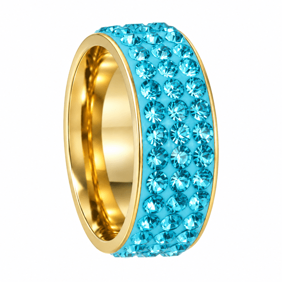 Accent Color Rings BQJ Unisex Three Row Stone Ring in Stainless Steel with an 8mm Profile ...