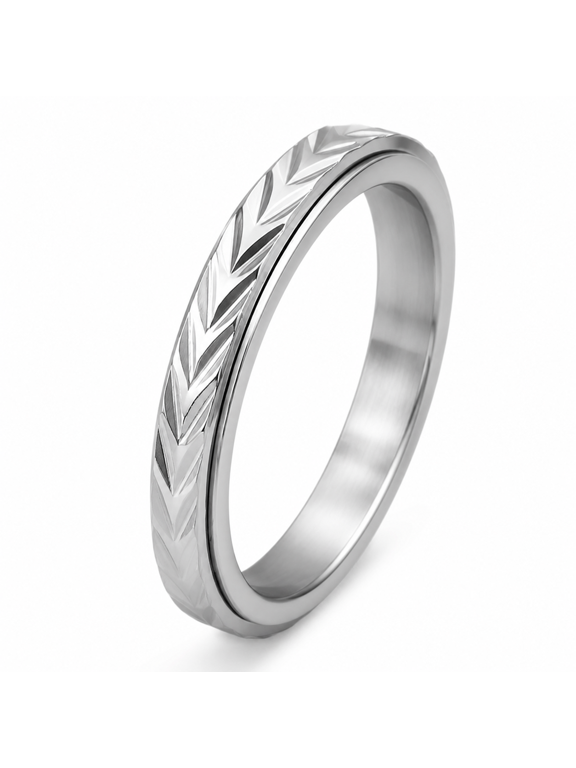 Women Wheat Leaf Spinner Ring in Stainless Steel, US Sizes 5-12, 3mm Wheat Motif Spinner for Stacked Outfits, Garden Events, Birthday Gifts and Personal Style