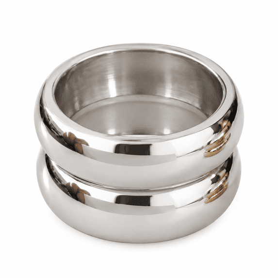 BQJ Women's Stainless Steel Double Layer Ring with Two Domed Rows, 13mm ...
