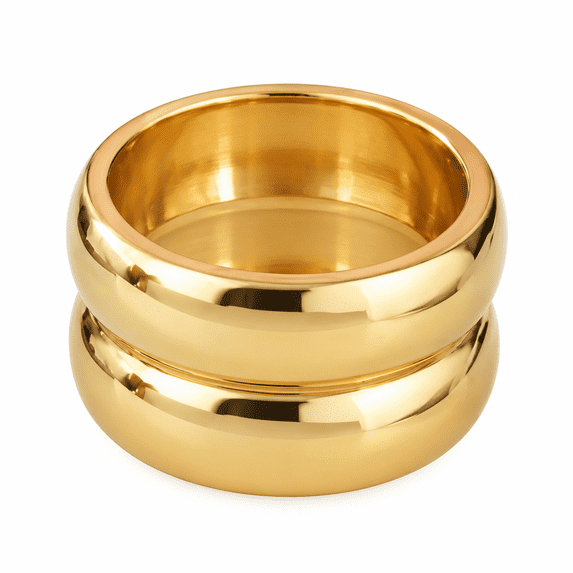 BQJ Women's Stainless Steel Double Layer Ring with Two Domed Rows, 13mm ...