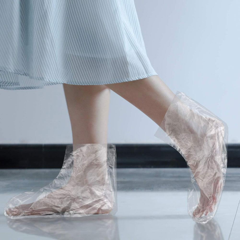 BQLQBQLQ 100pcs Disposable Plastic Foot Covers Bags Clear Booties Bath Paraffin