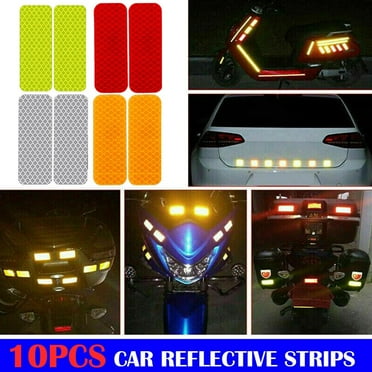 BQLQBQLQ 10Pcs Car Reflective Strips Reflector Tape Door Bumper Stickers Warning X0N.AU