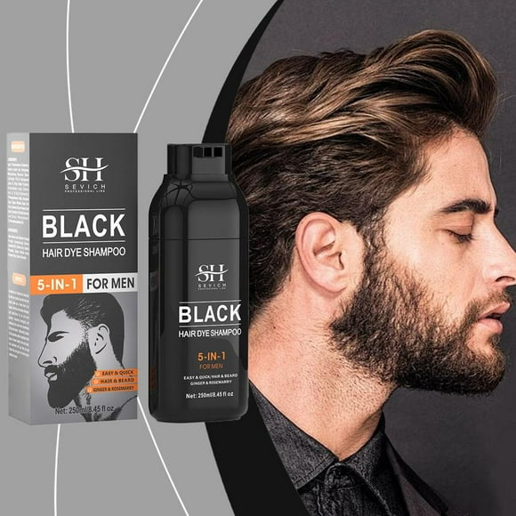 BQLQBQLQ 250ML Men 5 in 1 Beard Mustache Natural HairColor Shampoo Dye Permanent