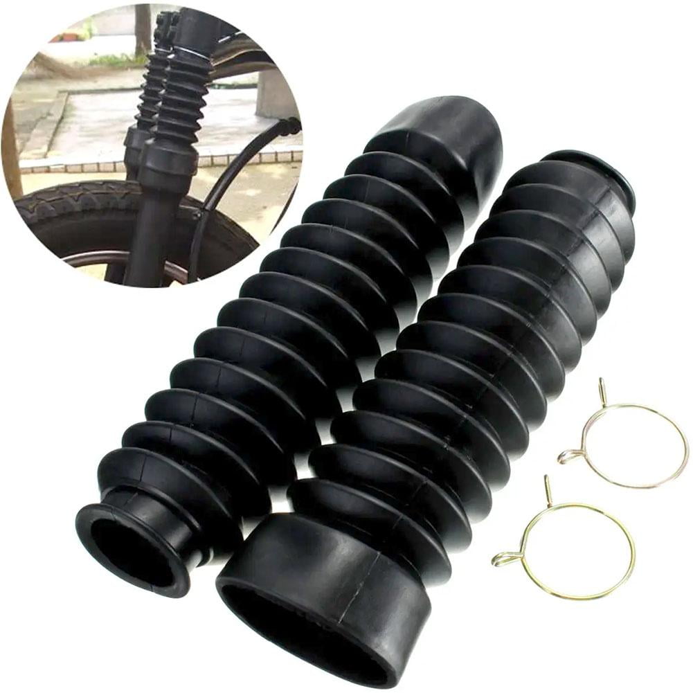 BQLQBQLQ 2x Universal Black Motorcycle Front Rubber Fork Boots Shock Absorber Dust Cov
