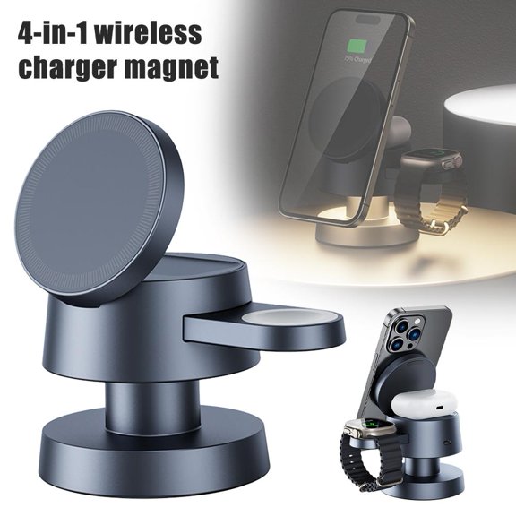 BQLQBQLQ 4in1 Wirel Charger Magnet Watch Earones one Holders Creative Night