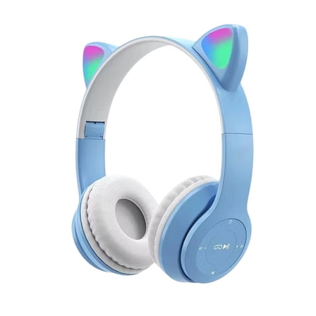 BQLQBQLQ Blue E1 Set Cat Ear Luminous Bluetooth Headset P47m Cartoon Student Wireless Game P9 Headset One Piece Dropshipping