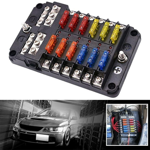 BQLQBQLQ Car Boat Fuse Box Holder With 6 Ways 12 Ways Fuse Holder Block'' 9CU0