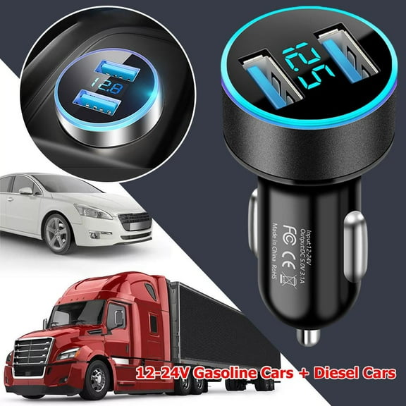 BQLQBQLQ Car Cigarette Lighter Socket Splitter Plug Fast 31A Smart Dual USB Adapter