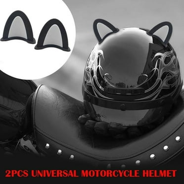 BQLQBQLQ Cat Ears Style Helmet Decor Accessories Sticks On for Motorcycle Black Item of 2