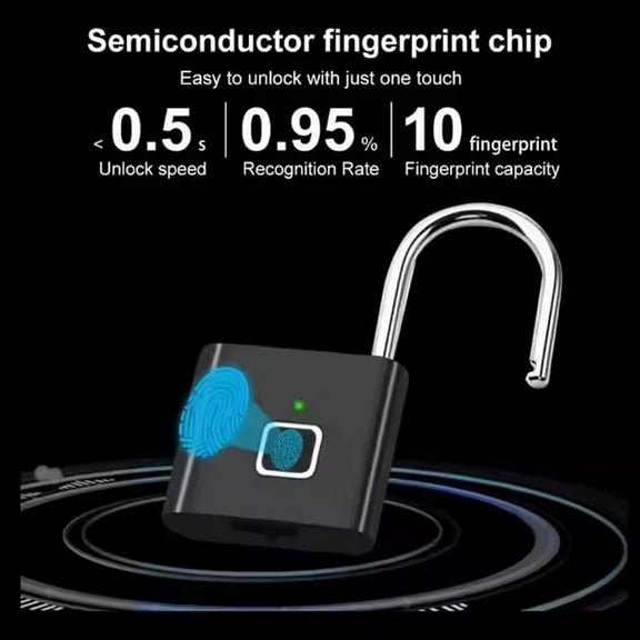 BQLQBQLQ Fingerprint Padlock theft Waterproof Keyless Security Lock Portable Charging Digital F3s0 Usb Sma Lock Padlock Portable Box