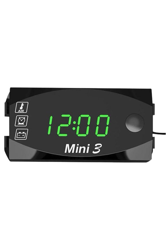 Clerance!Green Light New Electronic Clock Temperature Meter Three-In-One Led Electronic Meter 12v Universal Large Screen Digital Display Ip67 Waterproof And Dust