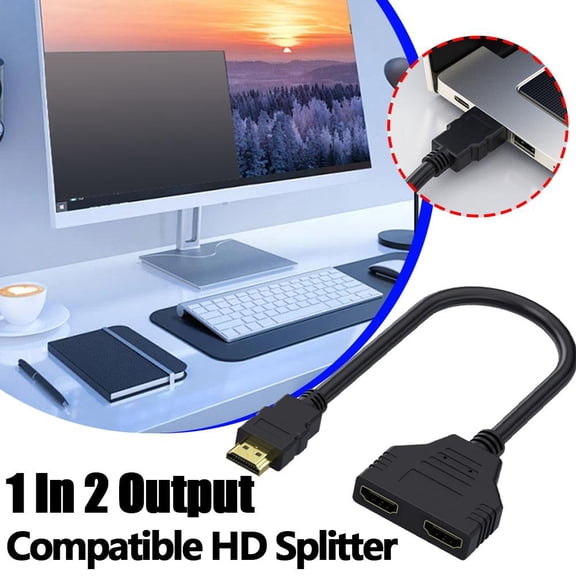 BQLQBQLQ HDMI Splitter Adapter Cable 1-Input-2 Output for Office monitor pc laptop 1080p~