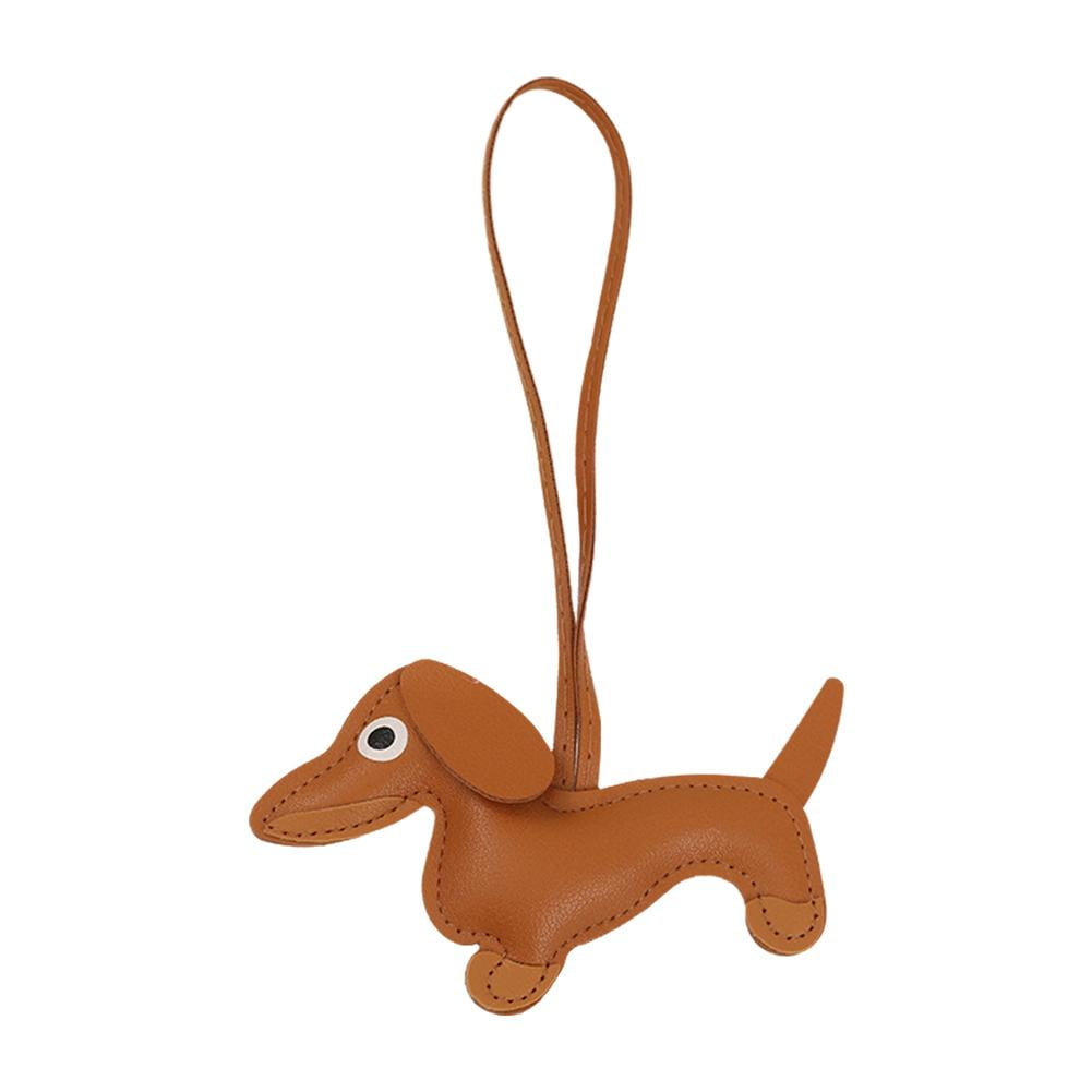SUBTLE GAMES Dachshund Leather Keychain - Cute Dog Shaped Bag Charm, 11.8x8cm, Hand-Stitched - View #8