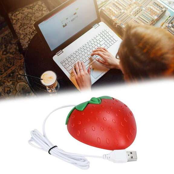 BQLQBQLQ Mini Strawberry Style Optical USB Wired Game Mouse Mice Plugs Red Laptop AU STOC
