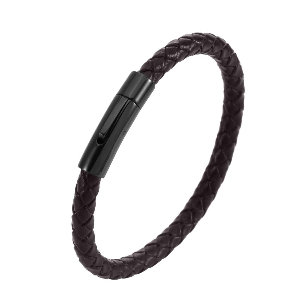 Murtoo 'Shackles Of Freedom' Men's Bracelet - Braided Leather & Stainless Steel Chain With Magnetic Clasp
