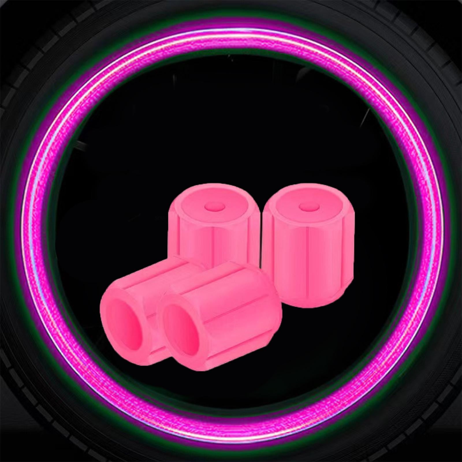 BQLQBQLQ Pink 4pcsd Luminous Gas Cap Mouth Car One-Piece Valve Mouth Luminous Bicycle Motorcycle Fluorescent Valve Cap