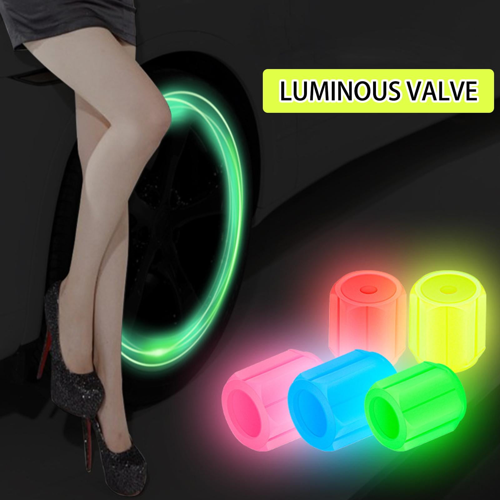 BQLQBQLQ Pink 4pcsd Luminous Gas Cap Mouth Car One-Piece Valve Mouth Luminous Bicycle Motorcycle Fluorescent Valve Cap