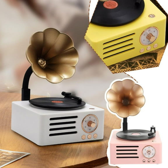 BQLQBQLQ Retro Gramophone Shape Bluetooth Speaker Portable Box Wireless Speaker Outd