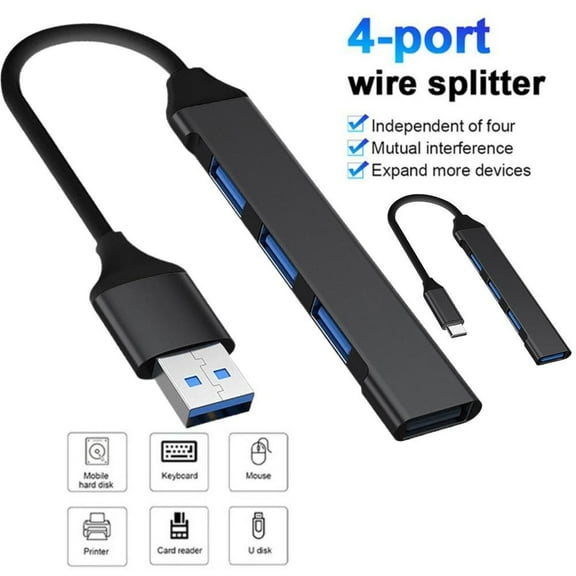 BQLQBQLQ USB 3.0 Hub 4-Port Adapter Charger Data SLIM Super PC Laptop Desktop Speed HOTNE