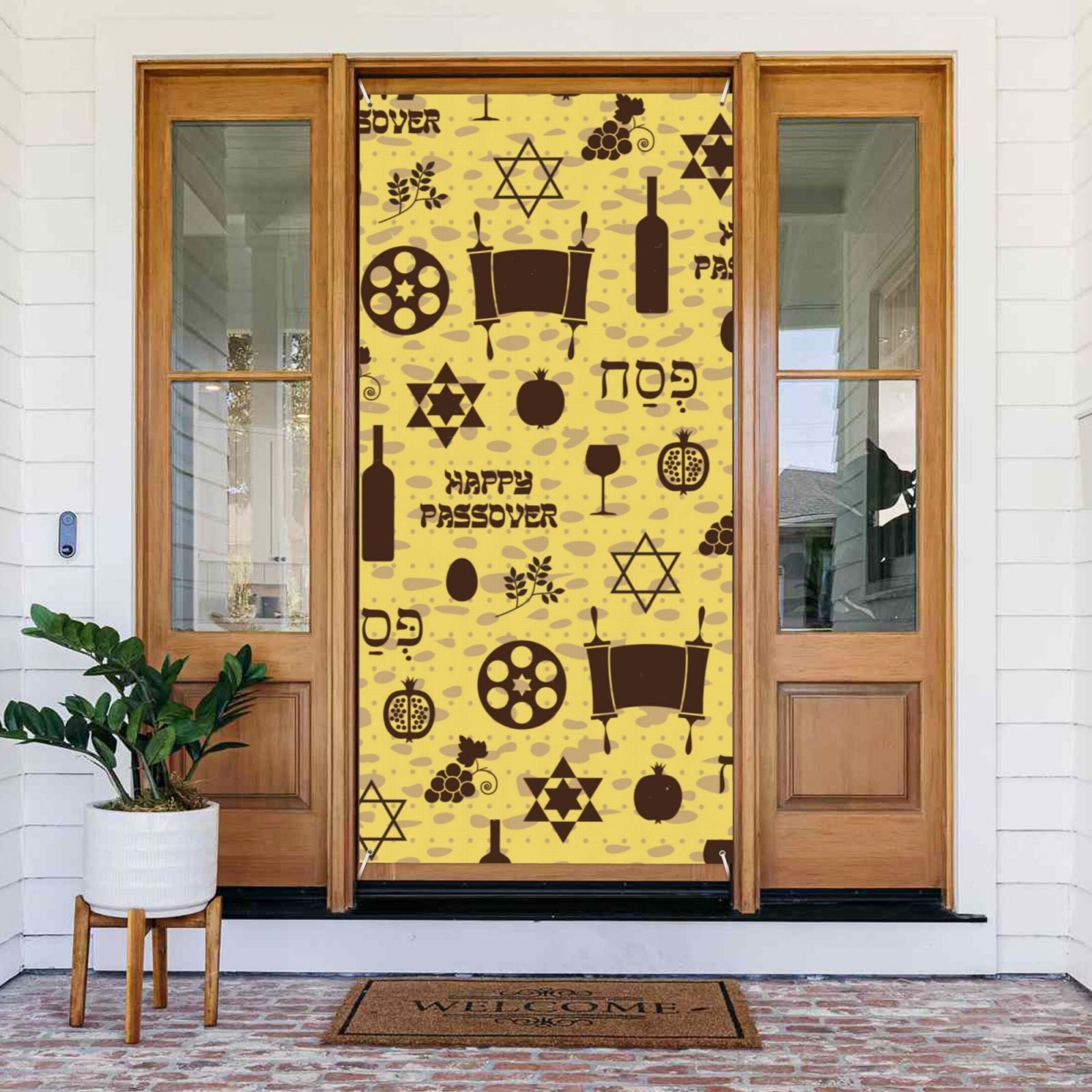 BQQLLBD Happy Traditional Jewish Passover Door Cover Banner Porch Sign ...