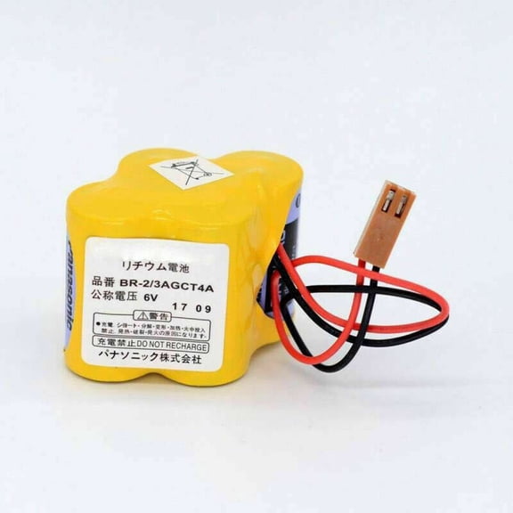 BR-2/3AGCT4A 6V 4400mAh PLC Lithium Battery Replacement for FANUC A98L-0031-0025, CNC System Memory Backup, Industrial Controller Battery with Brown Connector