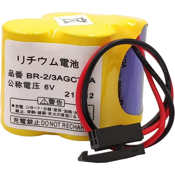 BR-2/3AGCT4A 6V 4400mAh Replacement Battery for Panasonic FANUC A98L-0031-002 with Black Plug