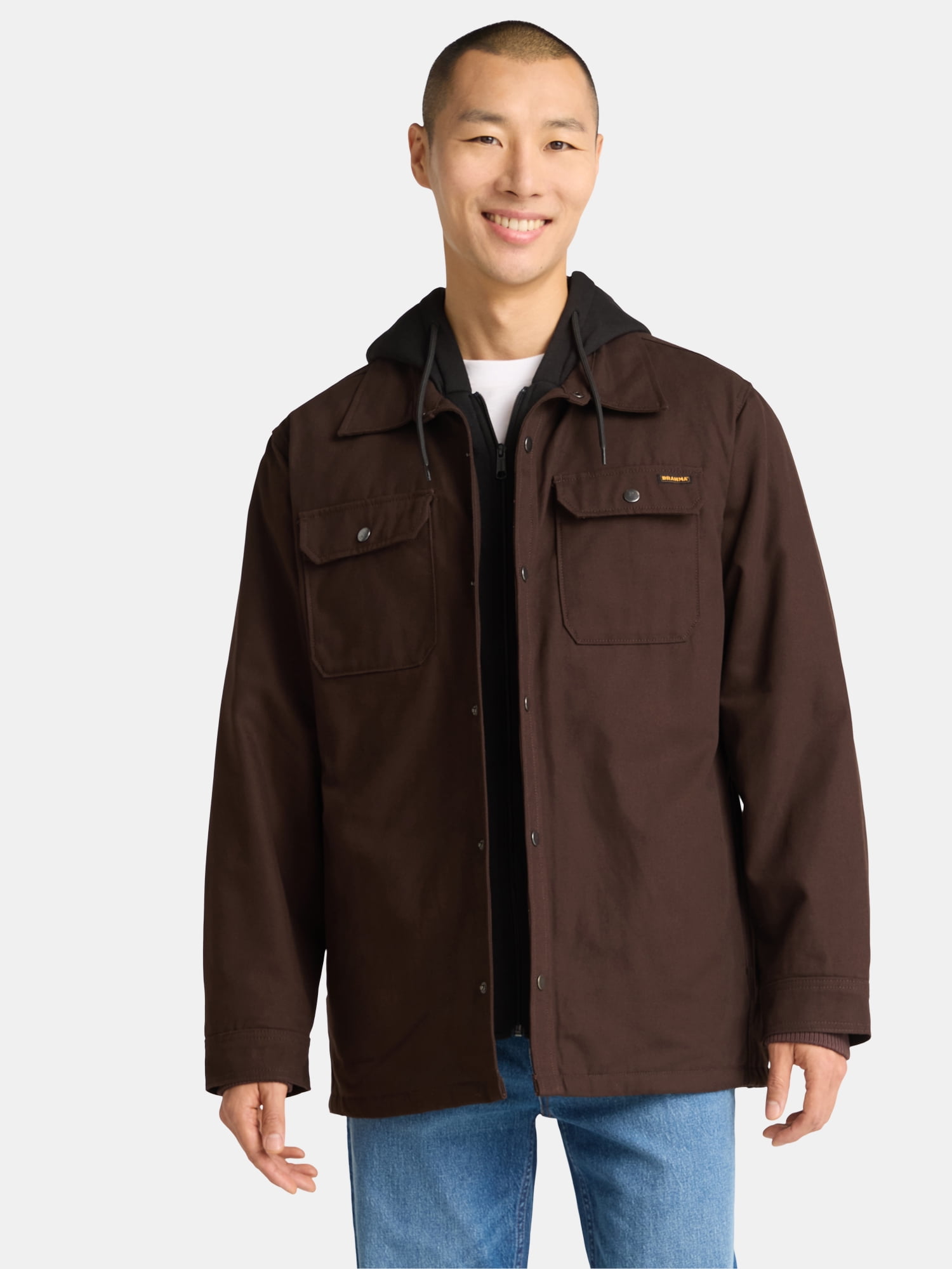 Brahma Men's and Big Men's Hooded Shirt Jacket, Midweight, Sizes S-3XL