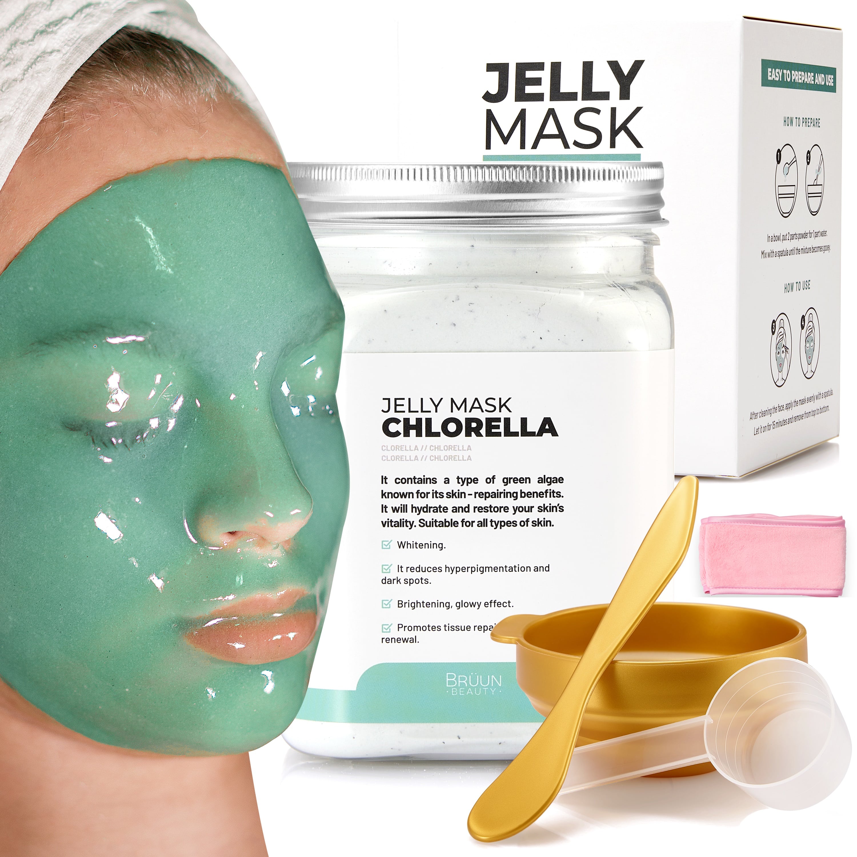 BRÜUN Jelly Mask Jar Chlorella PeelOff Face Care Rubber Mask 23 fl