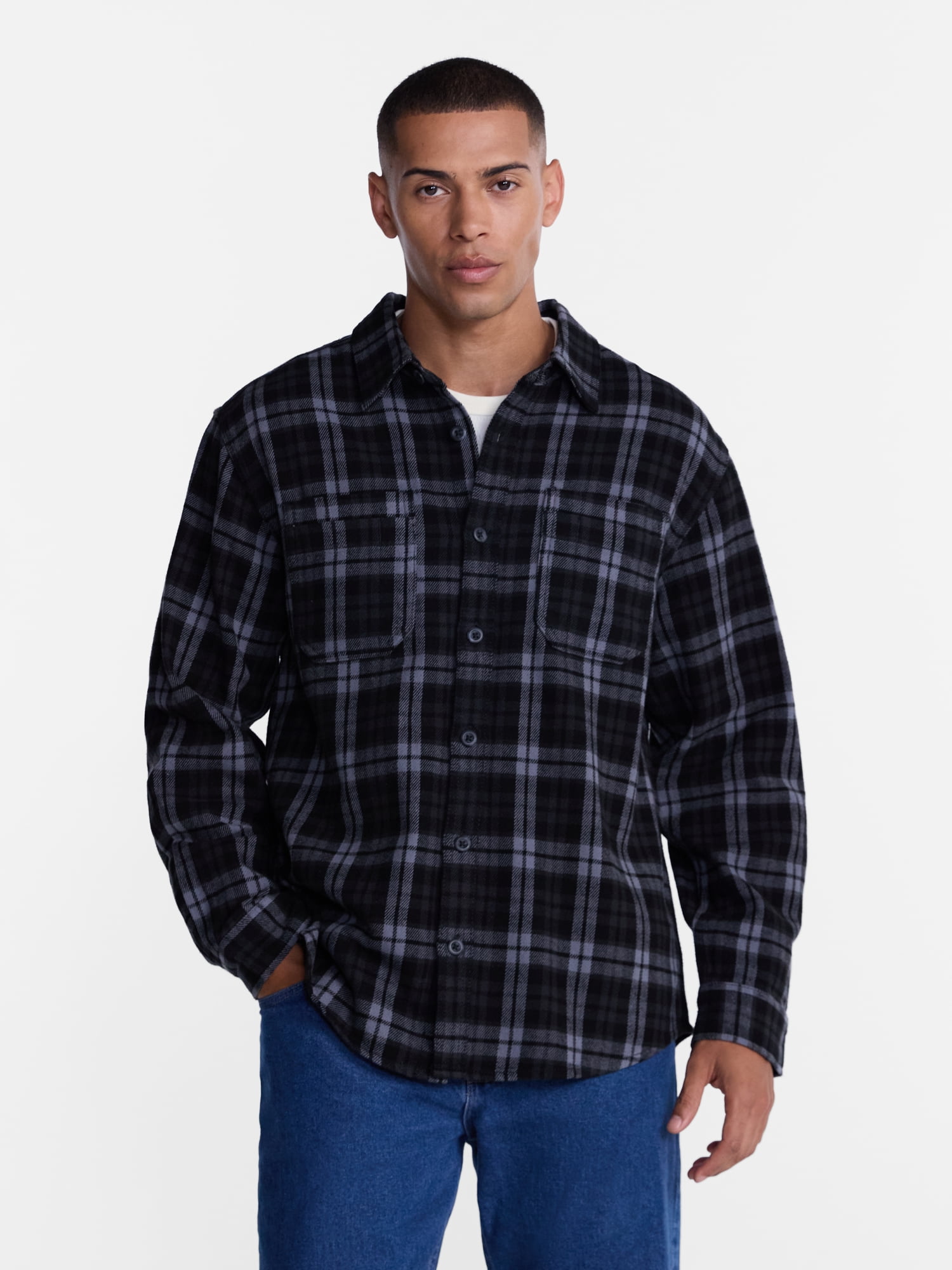 Brahma Men's Work Flannel Shirt with Long Sleeves, Sizes S-3XL