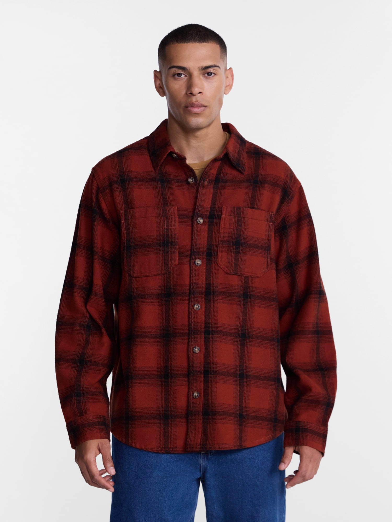 Brahma Men's Work Flannel Shirt with Long Sleeves, Sizes S-3XL
