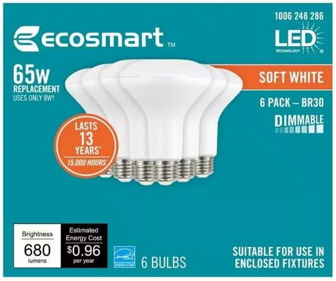 BR30 65W Equivalent Dimmable LED Light Bulbs Soft White (6 Pack)