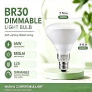 BR30 65W Flood Incandescent Light Bulbs, E26 Base 65 Watt Reflector Indoor Flood Light Bulb 4-Pack