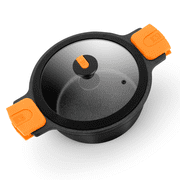 BRA COOKWARE Efficient Pro Nonstick Stock Pot w/ Lid | 8 Inch 3.2 Quart Cooking Pot | 3-Layer Scratch Resistant Coating | Toxic Free Deep Pot | All Cooktops | Oven Safe up to 425 F w/o Lid-Handles