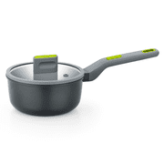 BRA COOKWARE Life Ceramic Nonstick Saucepan w/Glass Lid | 6.3 Inch 1.2 Quart Recycled Cast Aluminum Small Pot | Ceramic Non-Stick Coating | Toxic Free Sauce Pot | All Cooktops | Soft-Touch Handle